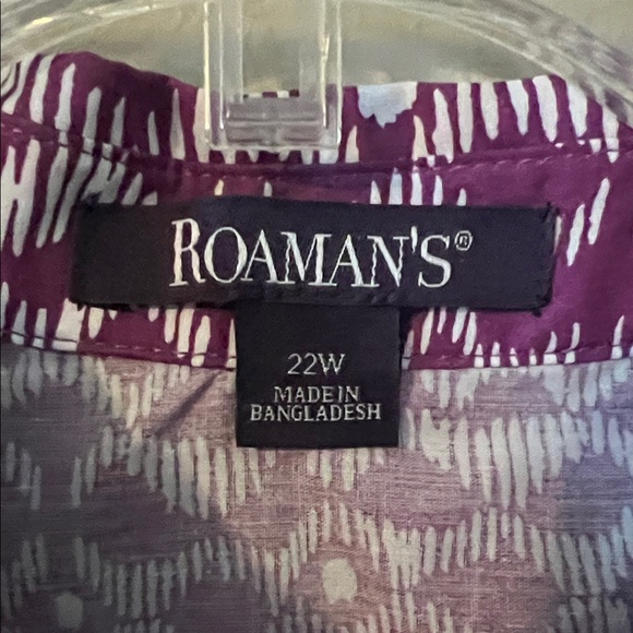 Roaman’s Purple Patterned Button-Up Blouse with Cardigan size 22W - Picture 2 of 16
